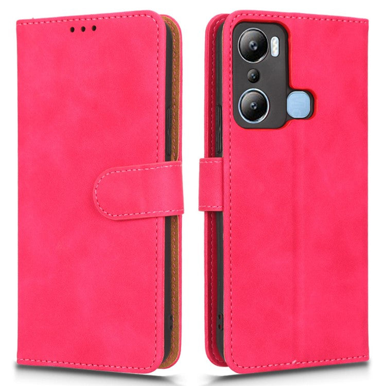 For Infinix Hot 20i 4G PU Leather Stand Magnetic Absorption Case Skin-Touch Feeling Shockproof Wallet Flip Phone Cover - Rose