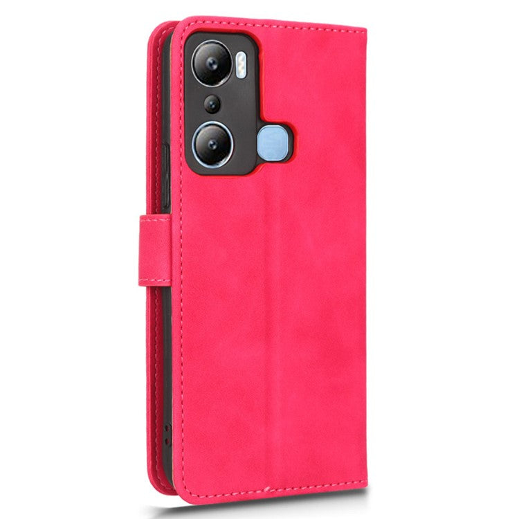 For Infinix Hot 20i 4G PU Leather Stand Magnetic Absorption Case Skin-Touch Feeling Shockproof Wallet Flip Phone Cover - Rose