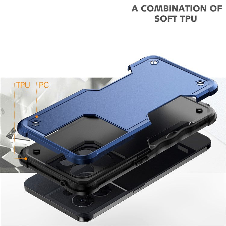 Shockproof Case for Oppo Reno8 5G (Global Version) Phone Case Anti-Drop Hard PC Soft TPU Protective Cover - Blue