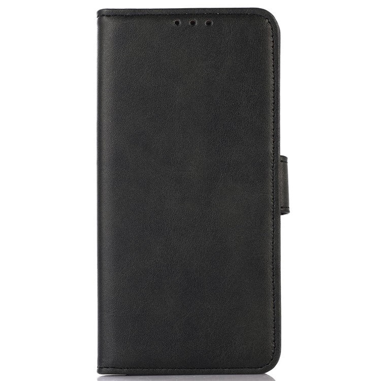 For Samsung Galaxy A04e 4G Cowhide Texture Phone Stand Wallet Case PU Leather + TPU Protective Cover - Black