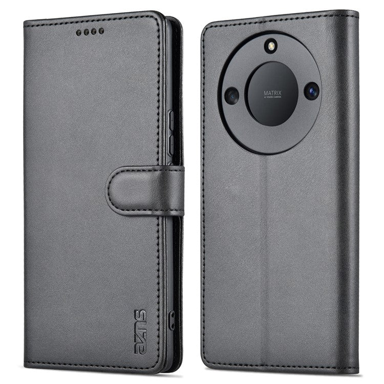AZNS For Honor X40 5G Phone Protective Flip Cover Shockproof PU Leather + TPU Interior Case with Stand - Black