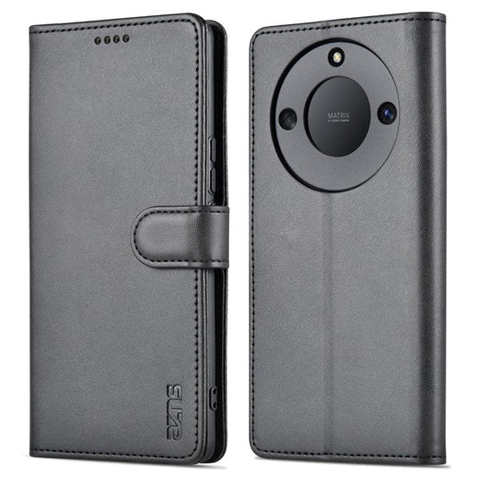 AZNS For Honor X40 5G Phone Protective Flip Cover Shockproof PU Leather + TPU Interior Case with Stand - Black