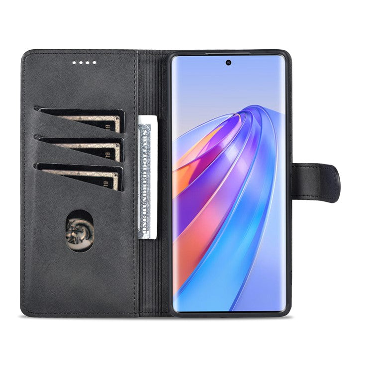 AZNS For Honor X40 5G Phone Protective Flip Cover Shockproof PU Leather + TPU Interior Case with Stand - Black