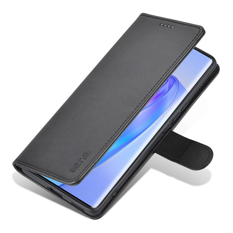 AZNS For Honor X40 5G Phone Protective Flip Cover Shockproof PU Leather + TPU Interior Case with Stand - Black