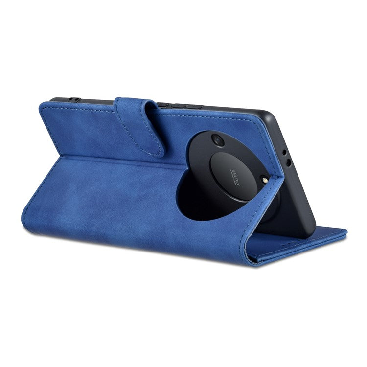 AZNS For Honor X40 5G Phone Protective Flip Cover Shockproof PU Leather + TPU Interior Case with Stand - Blue
