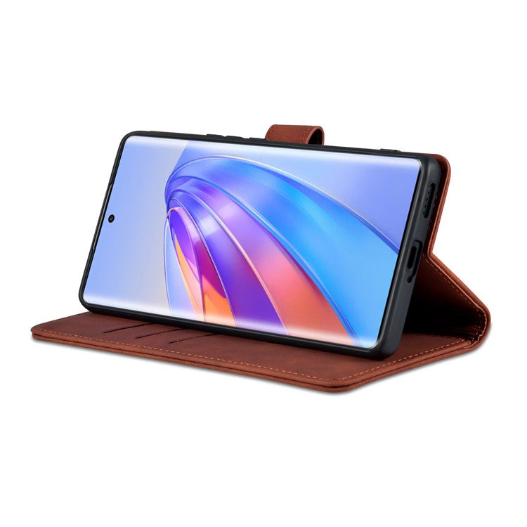 AZNS For Honor X40 5G Phone Protective Flip Cover Shockproof PU Leather + TPU Interior Case with Stand - Brown