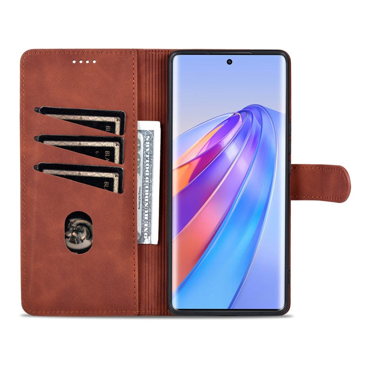 AZNS For Honor X40 5G Phone Protective Flip Cover Shockproof PU Leather + TPU Interior Case with Stand - Brown