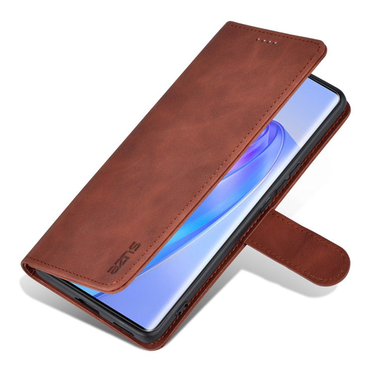 AZNS For Honor X40 5G Phone Protective Flip Cover Shockproof PU Leather + TPU Interior Case with Stand - Brown