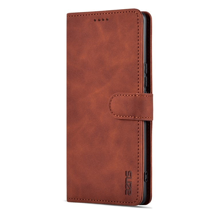AZNS For Honor X40 5G Phone Protective Flip Cover Shockproof PU Leather + TPU Interior Case with Stand - Brown