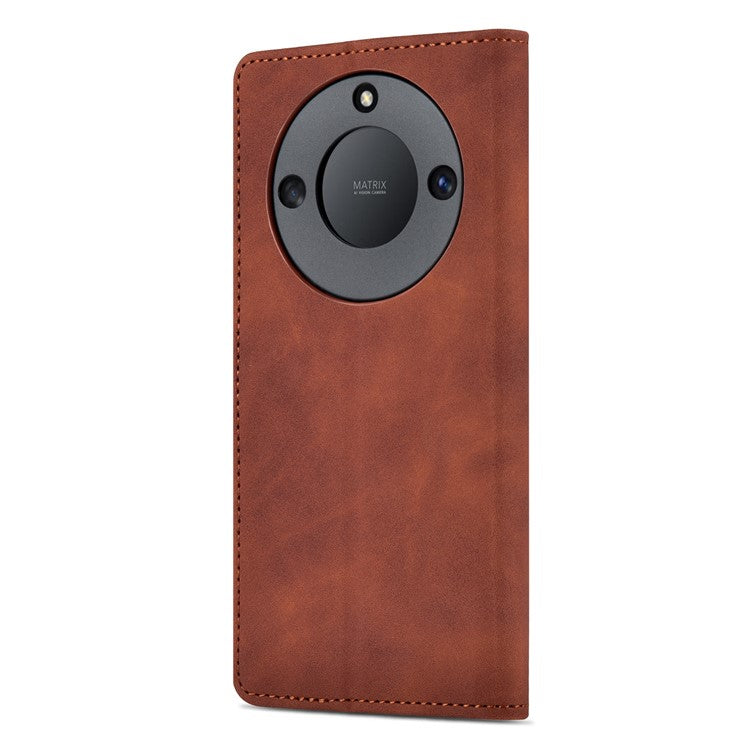 AZNS For Honor X40 5G Phone Protective Flip Cover Shockproof PU Leather + TPU Interior Case with Stand - Brown