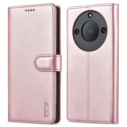 AZNS For Honor X40 5G Phone Protective Flip Cover Shockproof PU Leather + TPU Interior Case with Stand - Rose Gold
