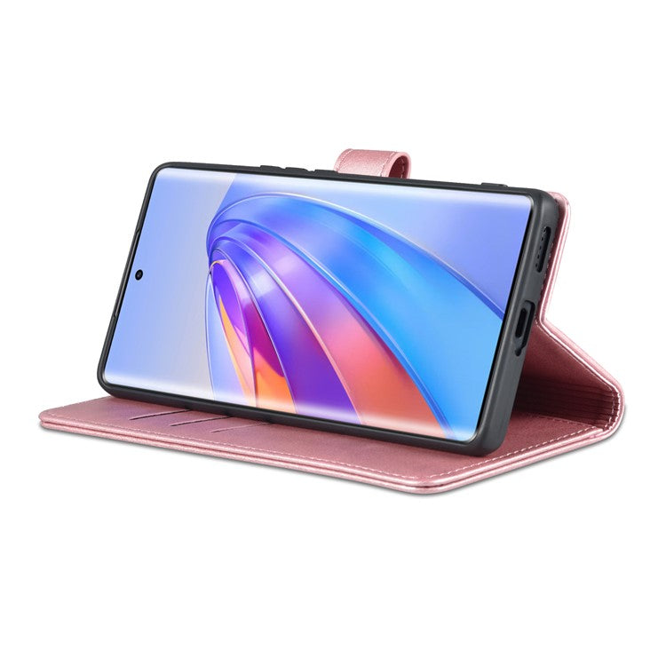 AZNS For Honor X40 5G Phone Protective Flip Cover Shockproof PU Leather + TPU Interior Case with Stand - Rose Gold