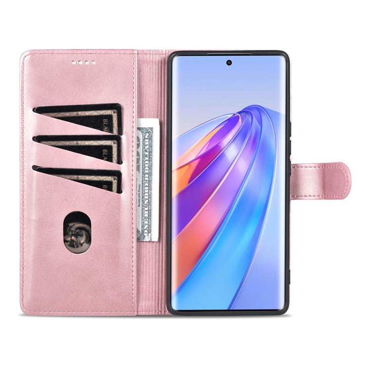 AZNS For Honor X40 5G Phone Protective Flip Cover Shockproof PU Leather + TPU Interior Case with Stand - Rose Gold