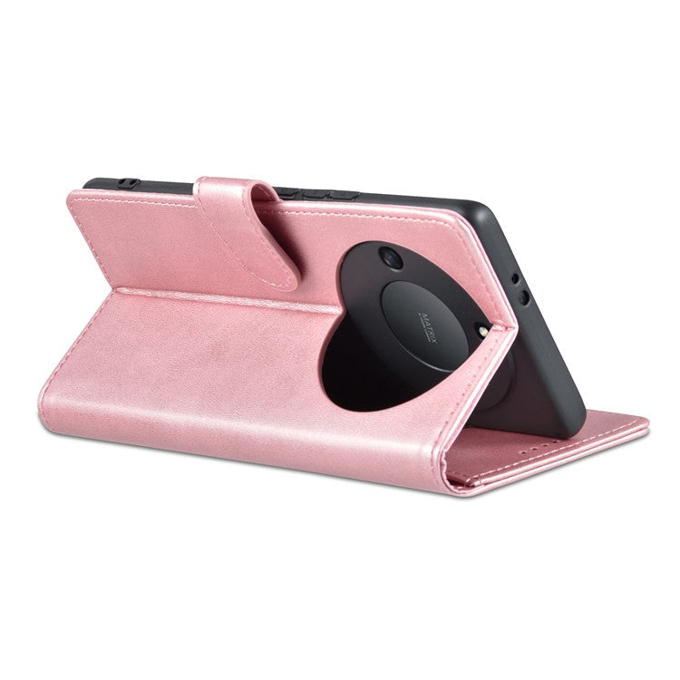 AZNS For Honor X40 5G Phone Protective Flip Cover Shockproof PU Leather + TPU Interior Case with Stand - Rose Gold