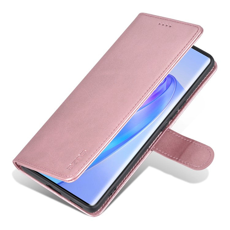 AZNS For Honor X40 5G Phone Protective Flip Cover Shockproof PU Leather + TPU Interior Case with Stand - Rose Gold