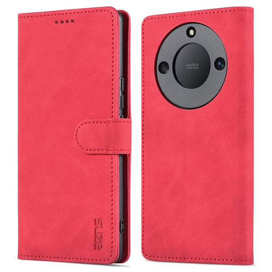 AZNS For Honor X40 5G Phone Protective Flip Cover Shockproof PU Leather + TPU Interior Case with Stand - Red