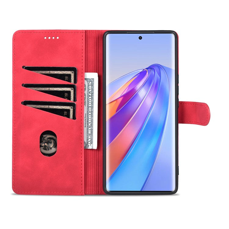 AZNS For Honor X40 5G Phone Protective Flip Cover Shockproof PU Leather + TPU Interior Case with Stand - Red