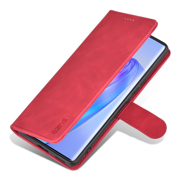 AZNS For Honor X40 5G Phone Protective Flip Cover Shockproof PU Leather + TPU Interior Case with Stand - Red