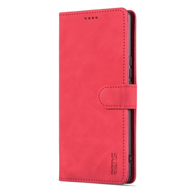 AZNS For Honor X40 5G Phone Protective Flip Cover Shockproof PU Leather + TPU Interior Case with Stand - Red
