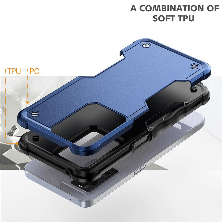For Oppo A57 4G / A57s 4G / A57e 4G / A77 5G / A57 (2022) 5G / Realme Q5i / V23 5G / OnePlus Nord N20 SE 4G / Nord N300 5G Hard PC Soft TPU Shockproof Case Anti-slip Grip Phone Cover - Black
