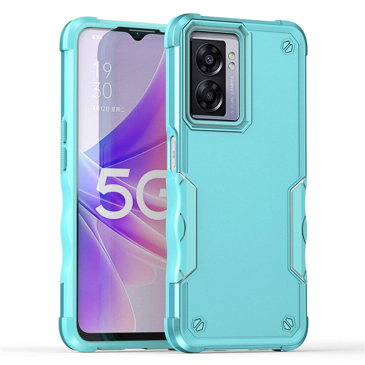 For Oppo A57 4G / A57s 4G / A57e 4G / A77 5G / A57 (2022) 5G / Realme Q5i / V23 5G / OnePlus Nord N20 SE 4G / Nord N300 5G Hard PC Soft TPU Shockproof Case Anti-slip Grip Phone Cover - Mint Green