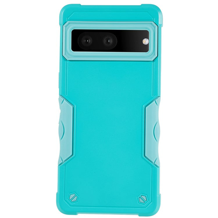 For Google Pixel 7 5G Hard PC + Soft TPU Shockproof Case Anti-slip Grip Protective Phone Back Cover - Mint Green