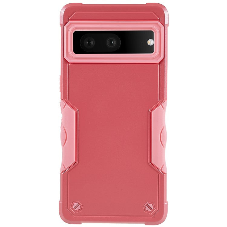 For Google Pixel 7 5G Hard PC + Soft TPU Shockproof Case Anti-slip Grip Protective Phone Back Cover - Pink
