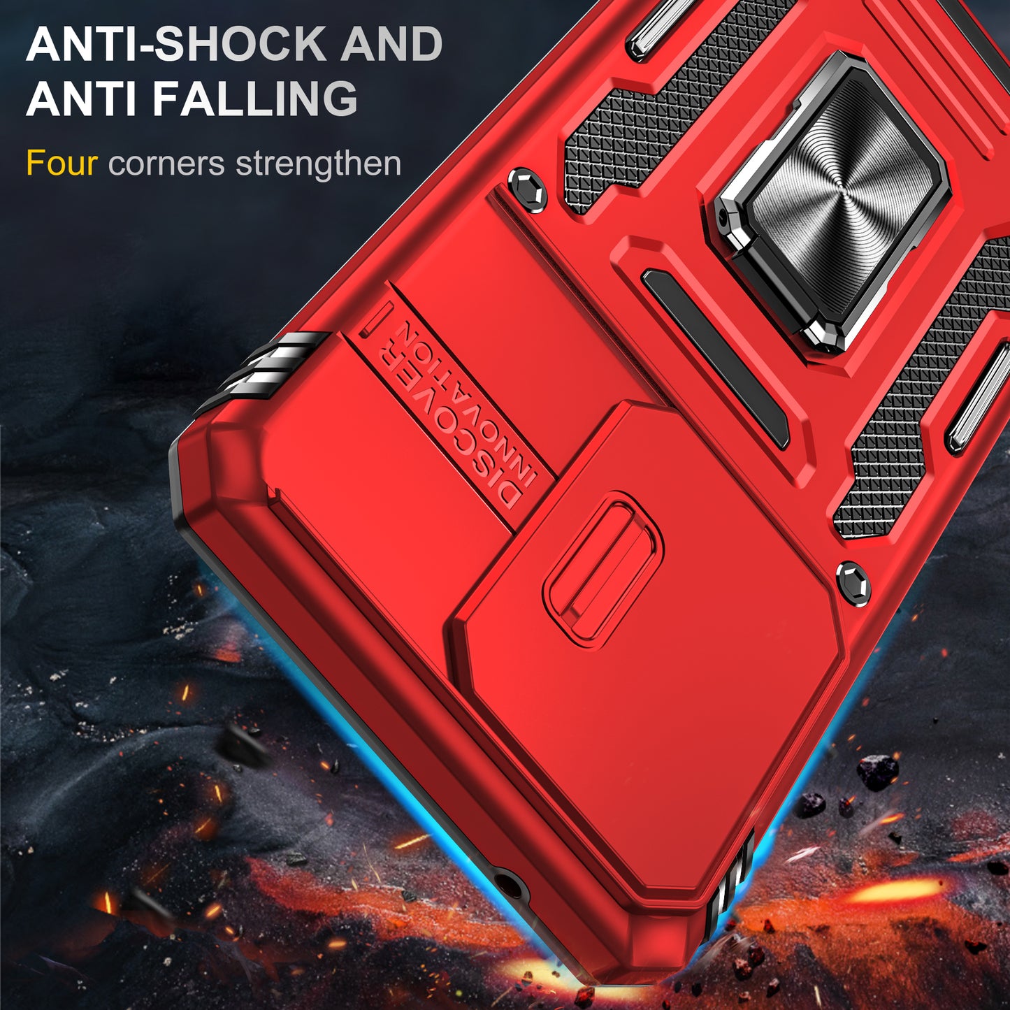 Armor Series for Samsung Galaxy S20 Ultra Kickstand PC + TPU Hybrid Cover Protective Phone Case with Slide Camera Protector - Red