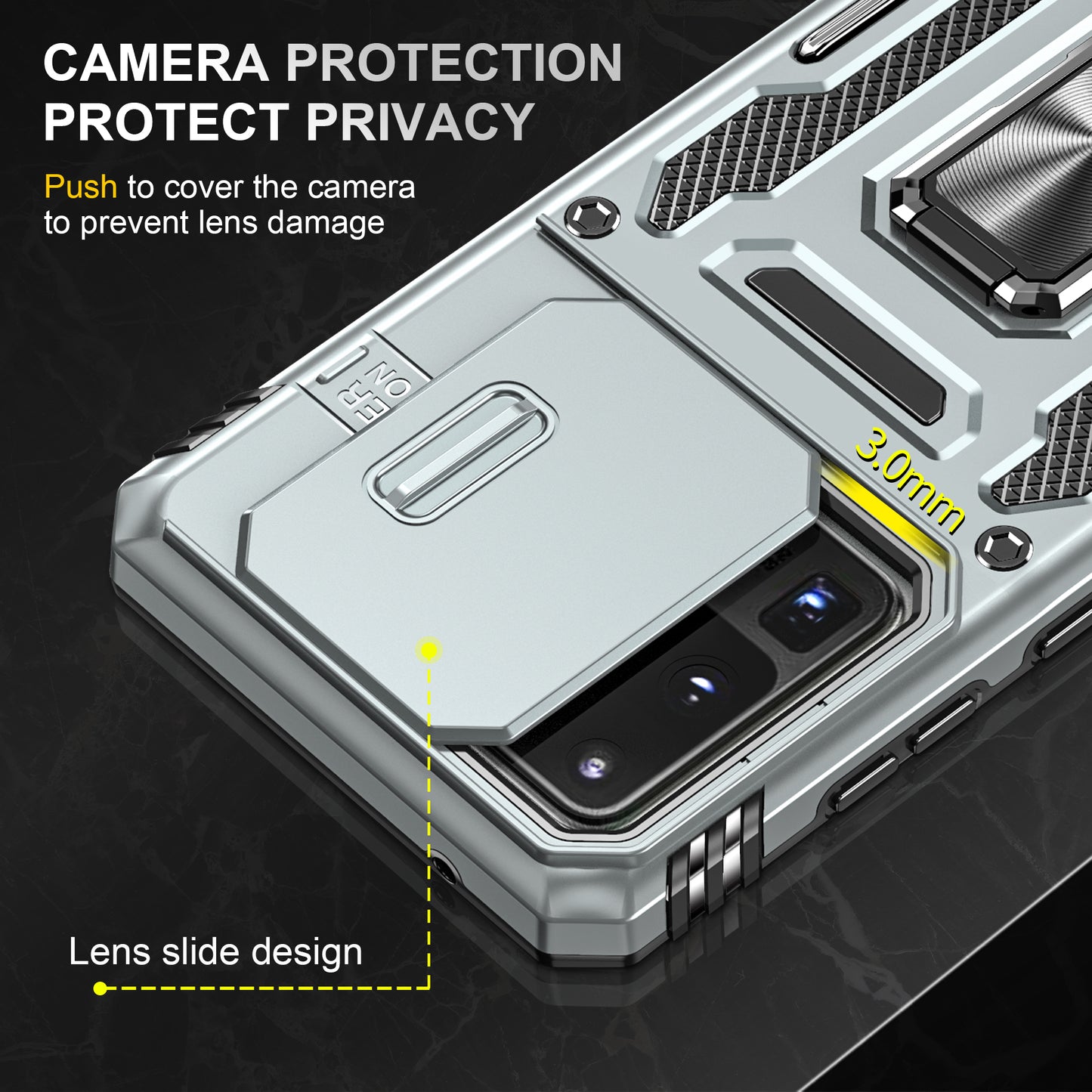 Armor Series for Samsung Galaxy S20 Ultra Kickstand PC + TPU Hybrid Cover Protective Phone Case with Slide Camera Protector - Grey