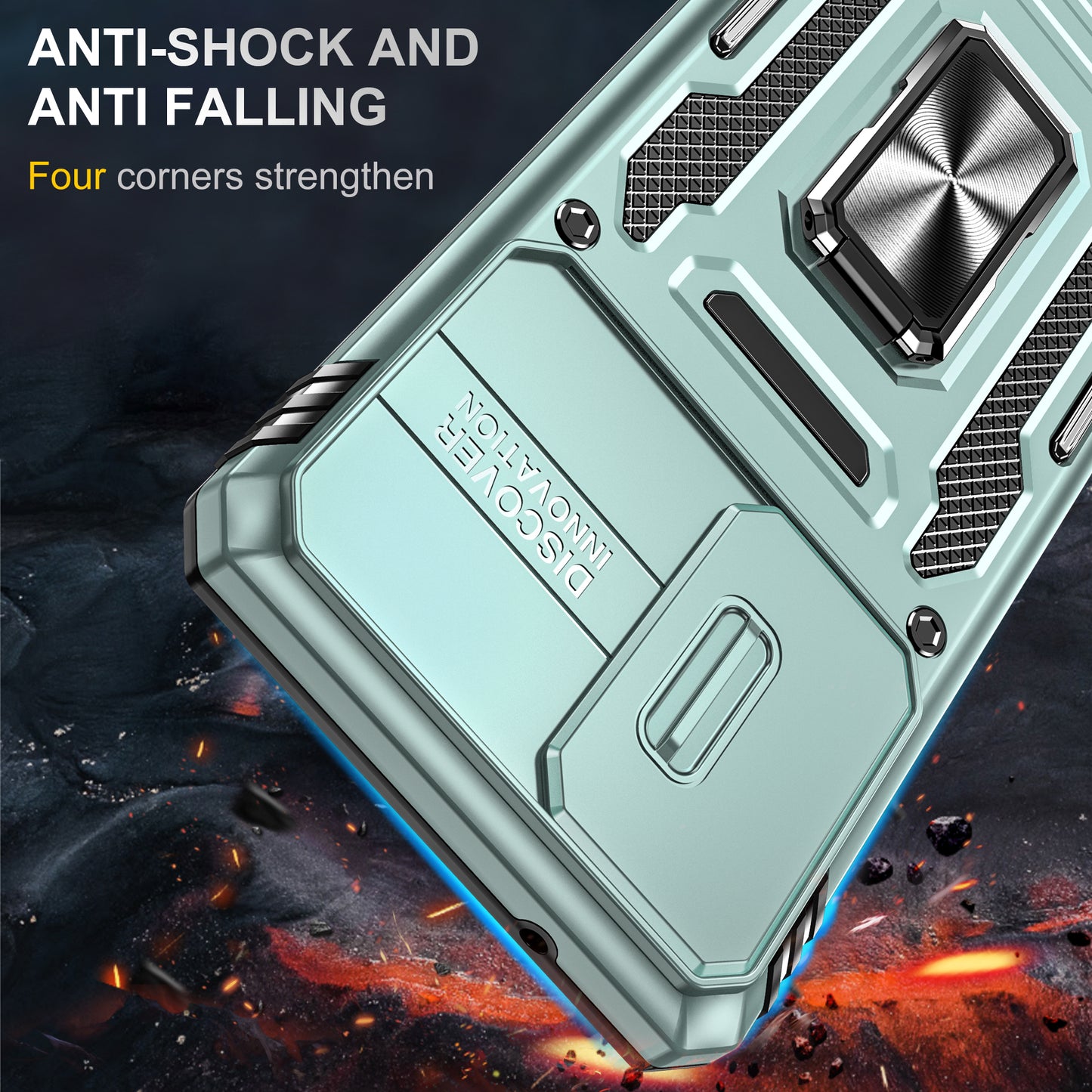 Armor Series for Samsung Galaxy S20 FE 4G / 5G / S20 FE 2022 / S20 Lite Kickstand Design Shockproof Phone Case PC + TPU Protective Back Cover with Slide Camera Cover - Green