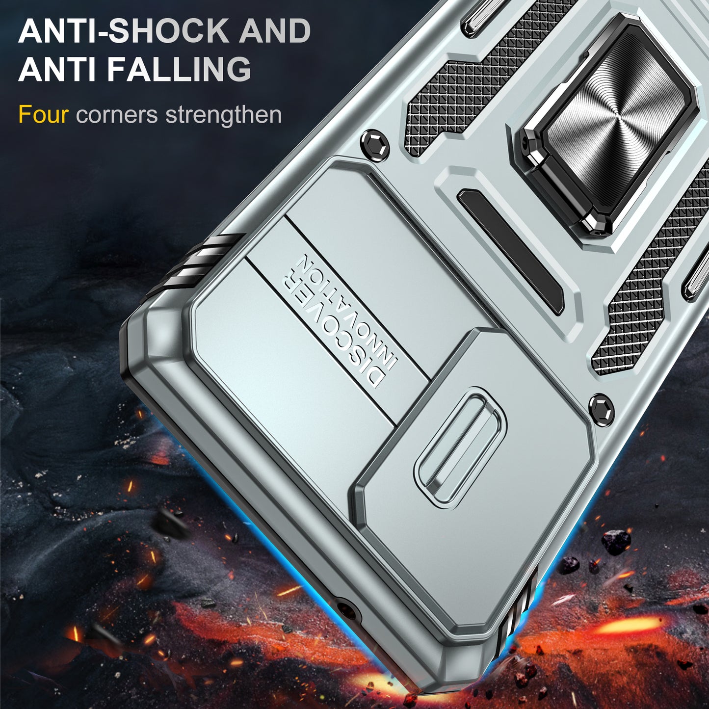 Armor Series for Samsung Galaxy S20 FE 4G / 5G / S20 FE 2022 / S20 Lite Kickstand Design Shockproof Phone Case PC + TPU Protective Back Cover with Slide Camera Cover - Grey