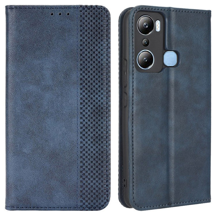 For Infinix Hot 20i 4G X665C / X665E Imprinted Pattern PU Leather Phone Case Retro Wallet Stand Cover - Blue