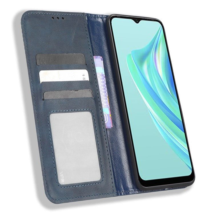 For Infinix Hot 20i 4G X665C / X665E Imprinted Pattern PU Leather Phone Case Retro Wallet Stand Cover - Blue