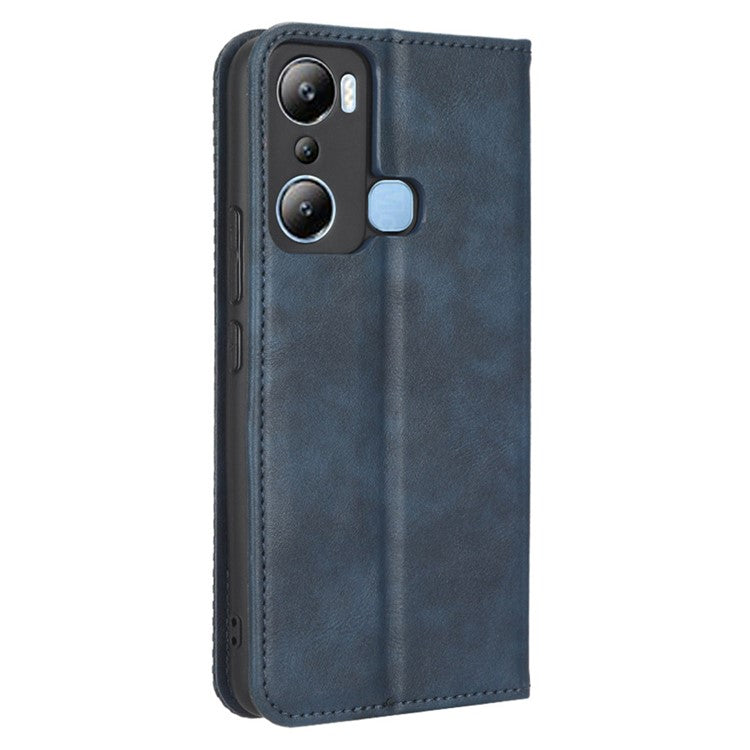 For Infinix Hot 20i 4G X665C / X665E Imprinted Pattern PU Leather Phone Case Retro Wallet Stand Cover - Blue