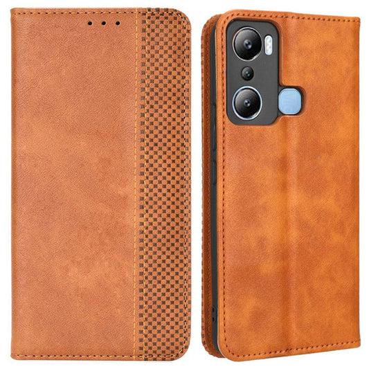 For Infinix Hot 20i 4G X665C / X665E Imprinted Pattern PU Leather Phone Case Retro Wallet Stand Cover - Brown