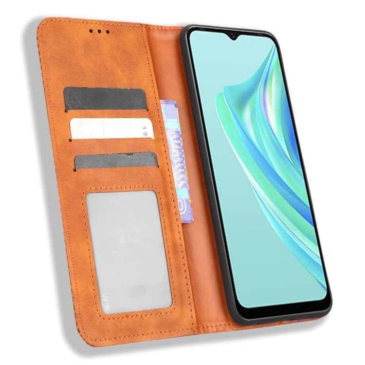 For Infinix Hot 20i 4G X665C / X665E Imprinted Pattern PU Leather Phone Case Retro Wallet Stand Cover - Brown