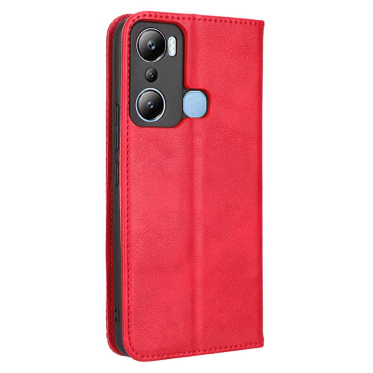 For Infinix Hot 20i 4G X665C / X665E Imprinted Pattern PU Leather Phone Case Retro Wallet Stand Cover - Red