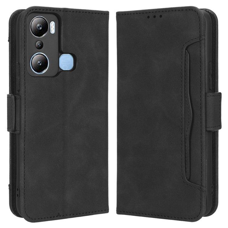 For Infinix Hot 20i 4G X665C / X665E PU Leather Stand Wallet Phone Cover Multiple Card Slots Anti-Drop Case - Black