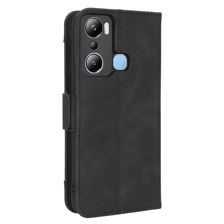 For Infinix Hot 20i 4G X665C / X665E PU Leather Stand Wallet Phone Cover Multiple Card Slots Anti-Drop Case - Black