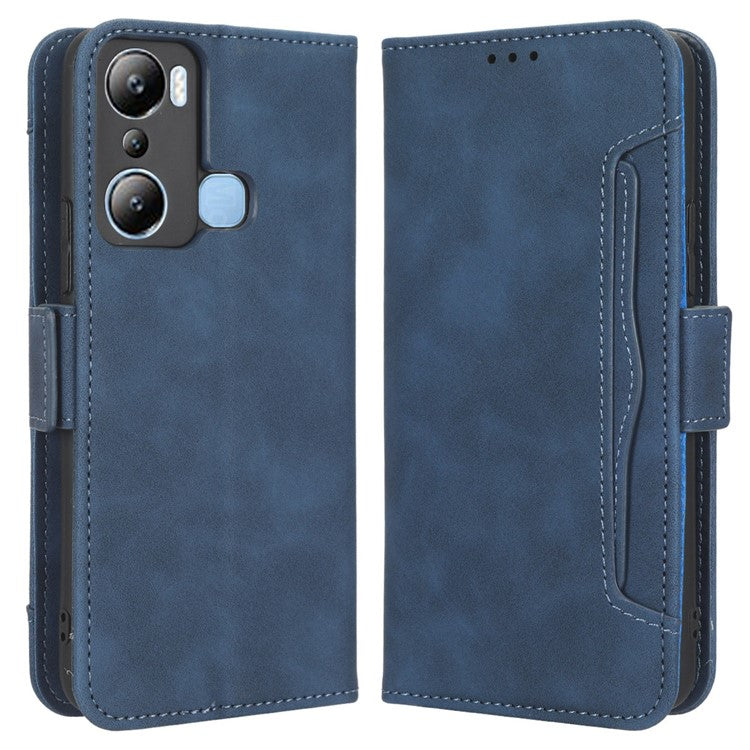 For Infinix Hot 20i 4G X665C / X665E PU Leather Stand Wallet Phone Cover Multiple Card Slots Anti-Drop Case - Blue