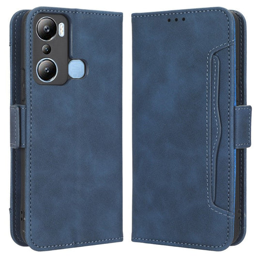 For Infinix Hot 20i 4G X665C / X665E PU Leather Stand Wallet Phone Cover Multiple Card Slots Anti-Drop Case - Blue