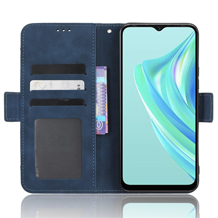 For Infinix Hot 20i 4G X665C / X665E PU Leather Stand Wallet Phone Cover Multiple Card Slots Anti-Drop Case - Blue