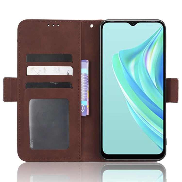 For Infinix Hot 20i 4G X665C / X665E PU Leather Stand Wallet Phone Cover Multiple Card Slots Anti-Drop Case - Brown