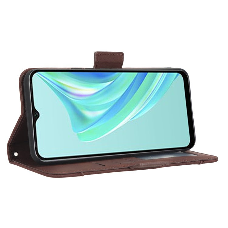 For Infinix Hot 20i 4G X665C / X665E PU Leather Stand Wallet Phone Cover Multiple Card Slots Anti-Drop Case - Brown