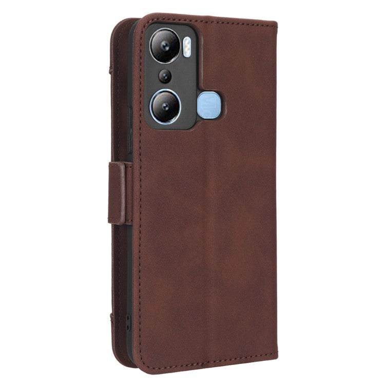 For Infinix Hot 20i 4G X665C / X665E PU Leather Stand Wallet Phone Cover Multiple Card Slots Anti-Drop Case - Brown