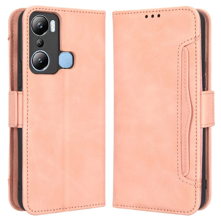 For Infinix Hot 20i 4G X665C / X665E PU Leather Stand Wallet Phone Cover Multiple Card Slots Anti-Drop Case - Pink