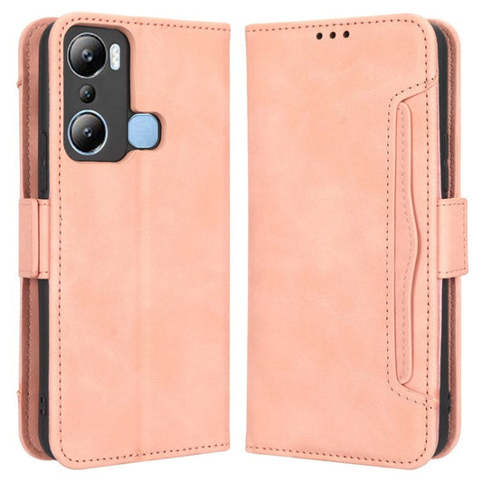 For Infinix Hot 20i 4G X665C / X665E PU Leather Stand Wallet Phone Cover Multiple Card Slots Anti-Drop Case - Pink