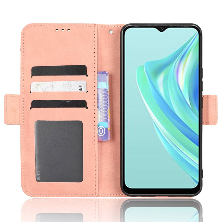 For Infinix Hot 20i 4G X665C / X665E PU Leather Stand Wallet Phone Cover Multiple Card Slots Anti-Drop Case - Pink