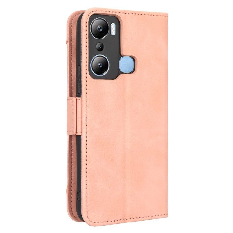 For Infinix Hot 20i 4G X665C / X665E PU Leather Stand Wallet Phone Cover Multiple Card Slots Anti-Drop Case - Pink
