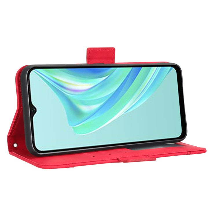 For Infinix Hot 20i 4G X665C / X665E PU Leather Stand Wallet Phone Cover Multiple Card Slots Anti-Drop Case - Red
